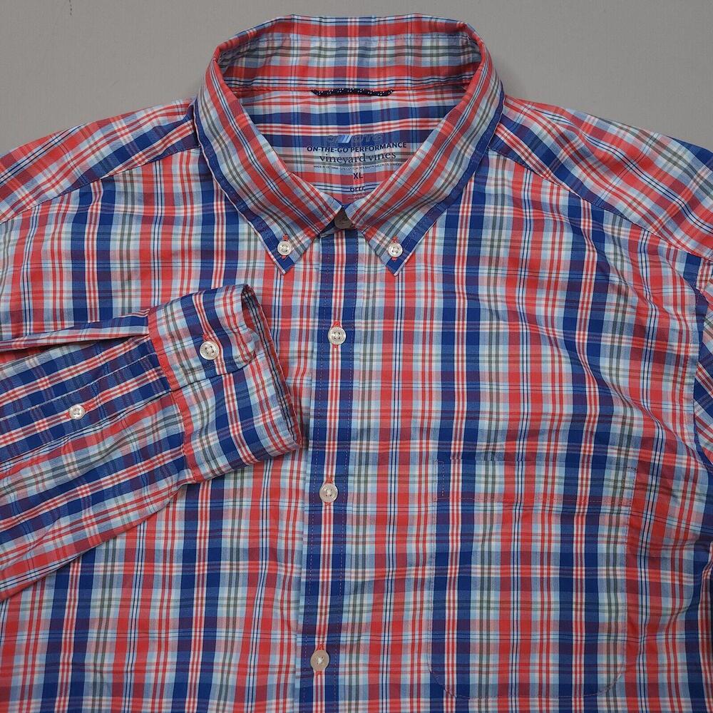 Vineyard Vines On The Go Performance Brrr Plaid Button Up Shirt Preppy XL